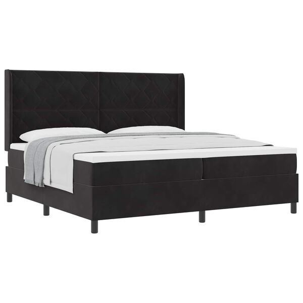 vidaXL Cama Box com colch&atilde;o com cabeceira Preto 200 x 200 cm Veludo