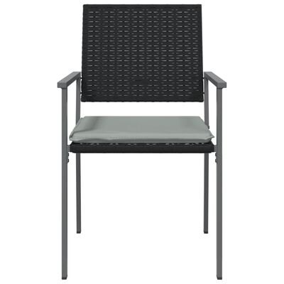 vidaXL Cadeiras jardim c/ almofadões 4 pcs 54x62,5x89 cm vime PE preto