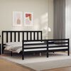 vidaXL Estrutura de cama com cabeceira 200x200 cm madeira maci&ccedil;a preto