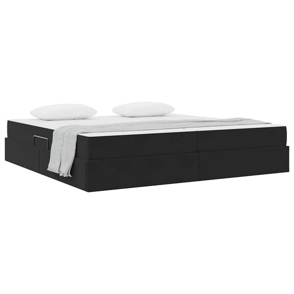 vidaXL Cama com arruma&ccedil;&atilde;o e colch&atilde;o Preto 200 x 200 cm Veludo