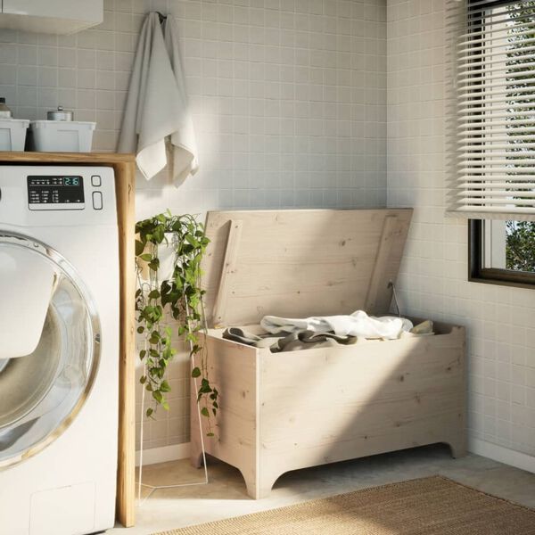 vidaXL Caixa de arruma&ccedil;&atilde;o com tampa RANA 100x49x54 cm pinho maci&ccedil;o