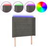 vidaXL Cabeceira cama c/ luzes LED veludo 83x16x118/128cm cinza-escuro