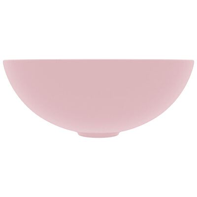 vidaXL Lavatório de casa de banho redondo cerâmica rosa mate