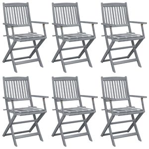 vidaXL Cadeiras exterior dobr&aacute;veis c/ almofad&otilde;es 6 pcs ac&aacute;cia maci&ccedil;a