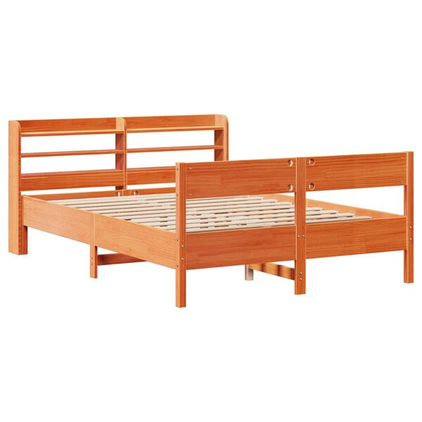 vidaXL Cama sem colch&atilde;o 120x190 cm madeira pinho maci&ccedil;a castanho-mel