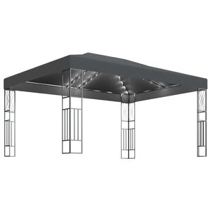 vidaXL Gazebo com cord&otilde;es de luzes LED 3x4 m tecido antracite