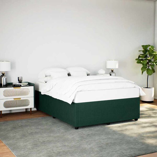 vidaXL Estrutura de cama sem colchão 140x190 cm veludo verde-escuro