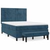 vidaXL Cama com molas/colch&atilde;o 140x200 cm veludo azul-escuro
