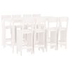 vidaXL 9 pcs conjunto de bar para jardim pinho maci&ccedil;o branco
