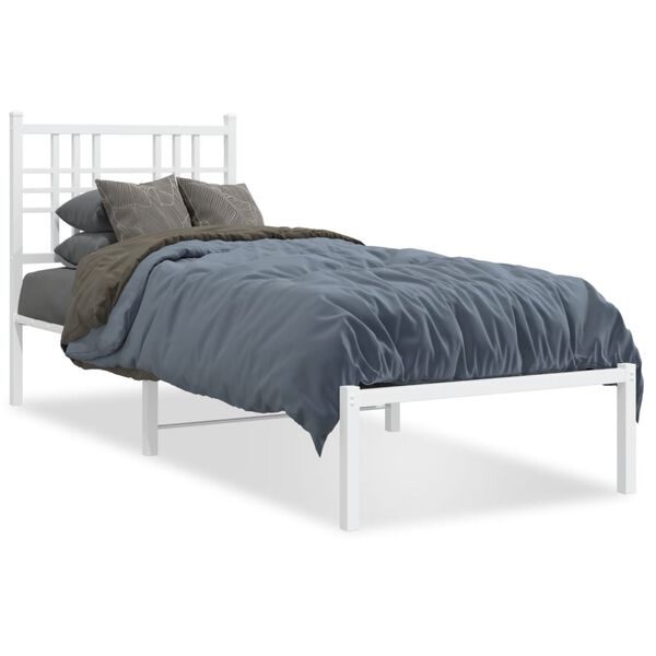 vidaXL Estrutura de cama com cabeceira 80x200 cm metal branco