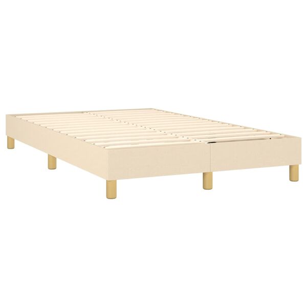 vidaXL Cama com molas/colch&atilde;o 120x200 cm tecido cor creme