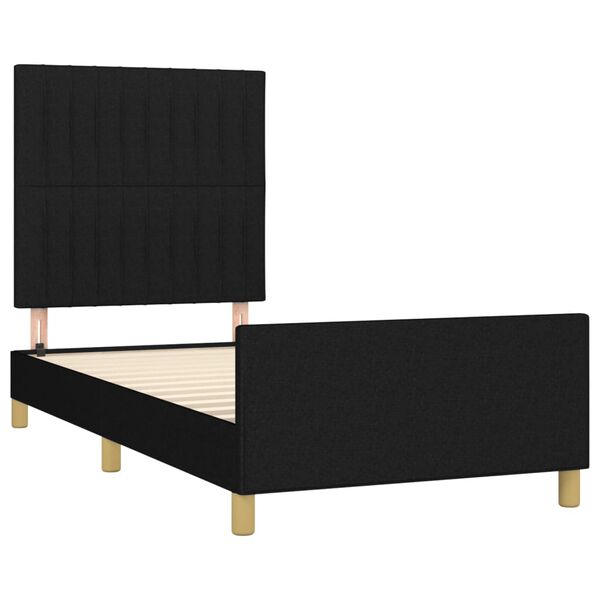 vidaXL Estrutura de cama sem colch&atilde;o 90x190 cm tecido preto