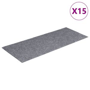 vidaXL Tapetes de escada autoadesivos 15 pe&ccedil;as 60x25 cm cinza claro retangulares