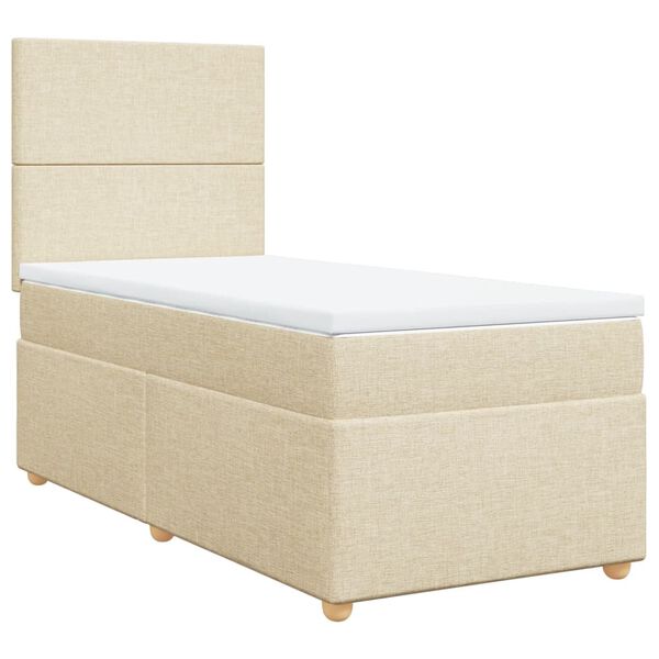 vidaXL Cama com molas/colch&atilde;o 90x190 cm tecido cor creme