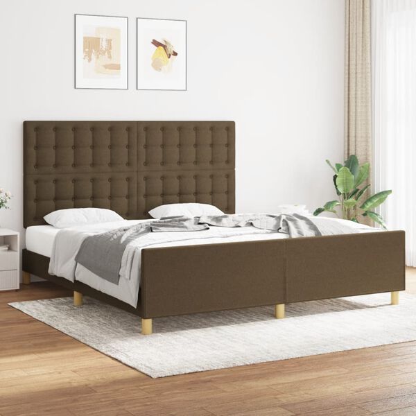 vidaXL Estrutura de cama 180x200 cm tecido castanho-escuro
