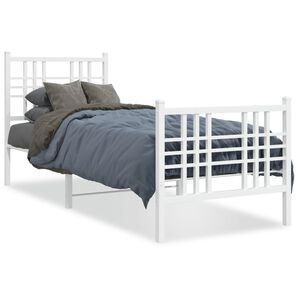 vidaXL Estrutura de cama com cabeceira e p&eacute;s 80x200 cm metal branco