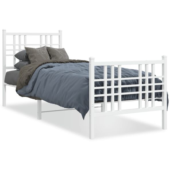 vidaXL Estrutura de cama com cabeceira e p&eacute;s 80x200 cm metal branco