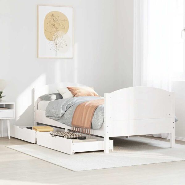 vidaXL Cama sem colchão 90x190 cm madeira de pinho maciça branco