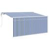 vidaXL Toldo Retr&aacute;til Azul e Branco 300 x 200 cm Poli&eacute;ster e Alum&iacute;nio