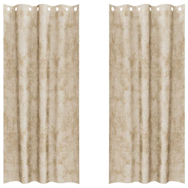 vidaXL Cortinas de Veludo com cortinas 2 pcs Creme 245 x 140 cm Veludo