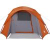 vidaXL Tenda familiar estilo cabana 6 pessoas imperm. cinza/laranja