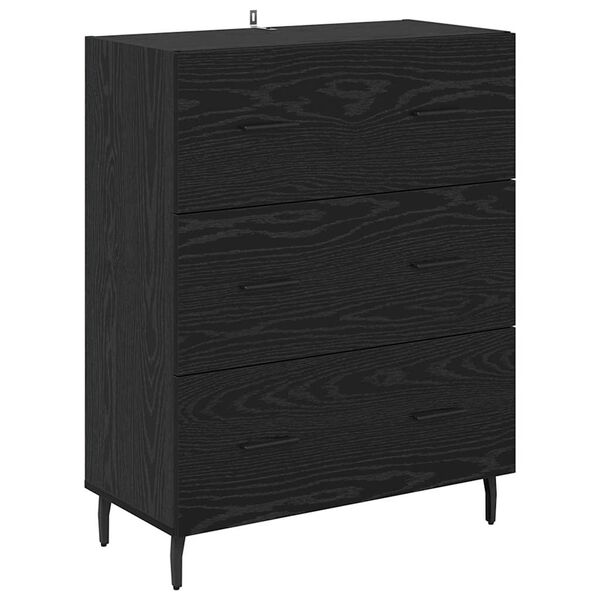 vidaXL Buffet com gaveta Carvalho Preto 69,5 x 34 x 90 cm