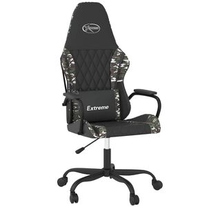vidaXL Cadeira gaming massagens couro artificial preto e camuflagem
