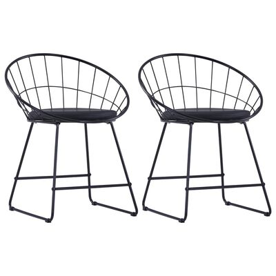 vidaXL Cadeiras jantar c/ assentos em couro artificial 2 pcs aço preto