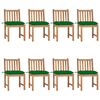 vidaXL Cadeiras de jardim 8 pcs c/ almofad&otilde;es madeira de teca maci&ccedil;a
