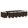 vidaXL 15 pcs conjunto jantar p/ jardim c/ almofad&otilde;es vime PE castanho