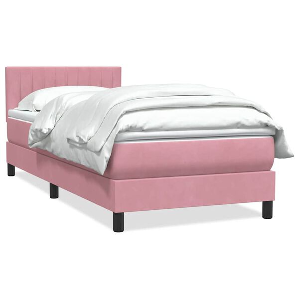 vidaXL Cama com molas/colch&atilde;o 80x220 cm veludo rosa