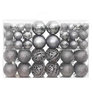 vidaXL Enfeites de Natal 100 pcs 3 / 4 / 6 cm cinzento
