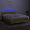 vidaXL Cama box spring c/ colch&atilde;o e LED 140x190 cm tecido verde