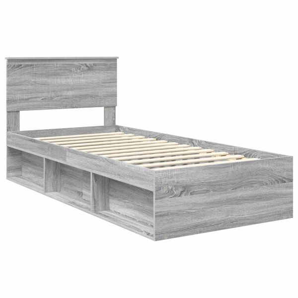 vidaXL Estrutura da Cama com cabeceira Cinza Sonoma 90 x 190 cm