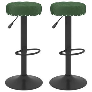 vidaXL Bancos de bar 2 pcs veludo verde-escuro
