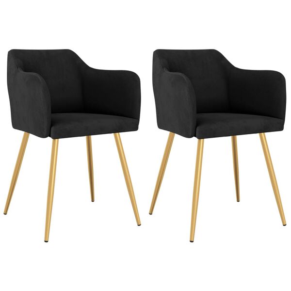 vidaXL Cadeiras de jantar 2 pcs veludo preto