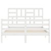 vidaXL Estrutura de cama com cabeceira 140x190cm madeira maci&ccedil;a branco