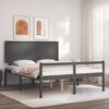 vidaXL Cama para idosos c/ cabeceira 160x200cm madeira maci&ccedil;a cinzento
