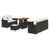 vidaXL Conjunto de Sof&aacute; de Jardim com almofada 8 pcs Preto vime PE