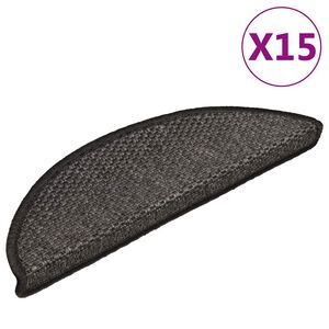 vidaXL Tapetes escada adesivos aspeto sisal 15 pcs 56x17x3cm antracite