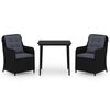 vidaXL 3 pcs conjunto de jantar para jardim preto