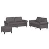 vidaXL 3 pcs conjunto de sof&aacute;s c/ almofad&otilde;es couro artificial cinzento