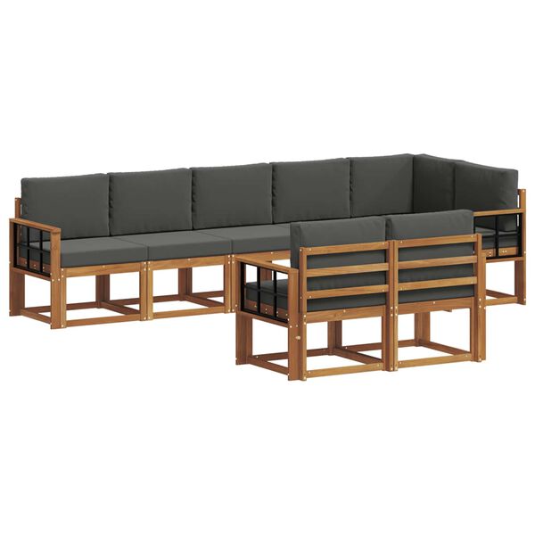 vidaXL Conjunto de Sof&aacute;s para Exterior 8 pcs Natural e Antracite