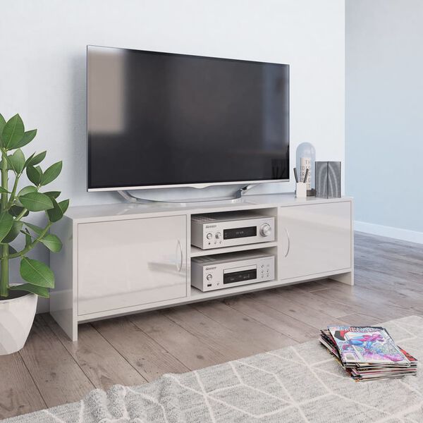 vidaXL Móvel de TV 120x30x37,5 cm contraplacado branco brilhante