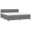 vidaXL Cama box spring c/ colch&atilde;o e LED 180x200 cm tecido cinza-escuro