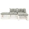 vidaXL 4 pcs conjunto lounge jardim paletes c/ almofad&otilde;es cinza-acast.