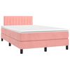 vidaXL Cama box spring c/ colch&atilde;o/LED 120x200 cm veludo rosa