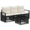 vidaXL Conjunto de Sof&aacute; de Jardim 4 pcs Preto vime PE