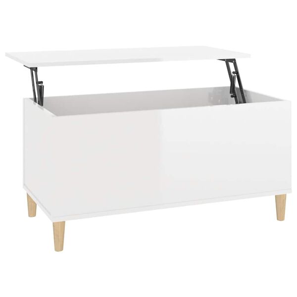 vidaXL Mesa centro 90x44,5x45 cm derivados de madeira branco brilhante