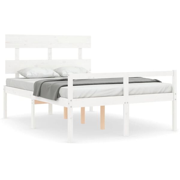 vidaXL Cama para idosos com cabeceira 120x200 cm madeira maci&ccedil;a branco
